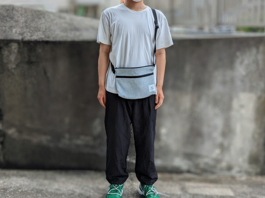 ＜OSOCU＞知多木綿 サコッシュ バッグ 刺し子織 白黒