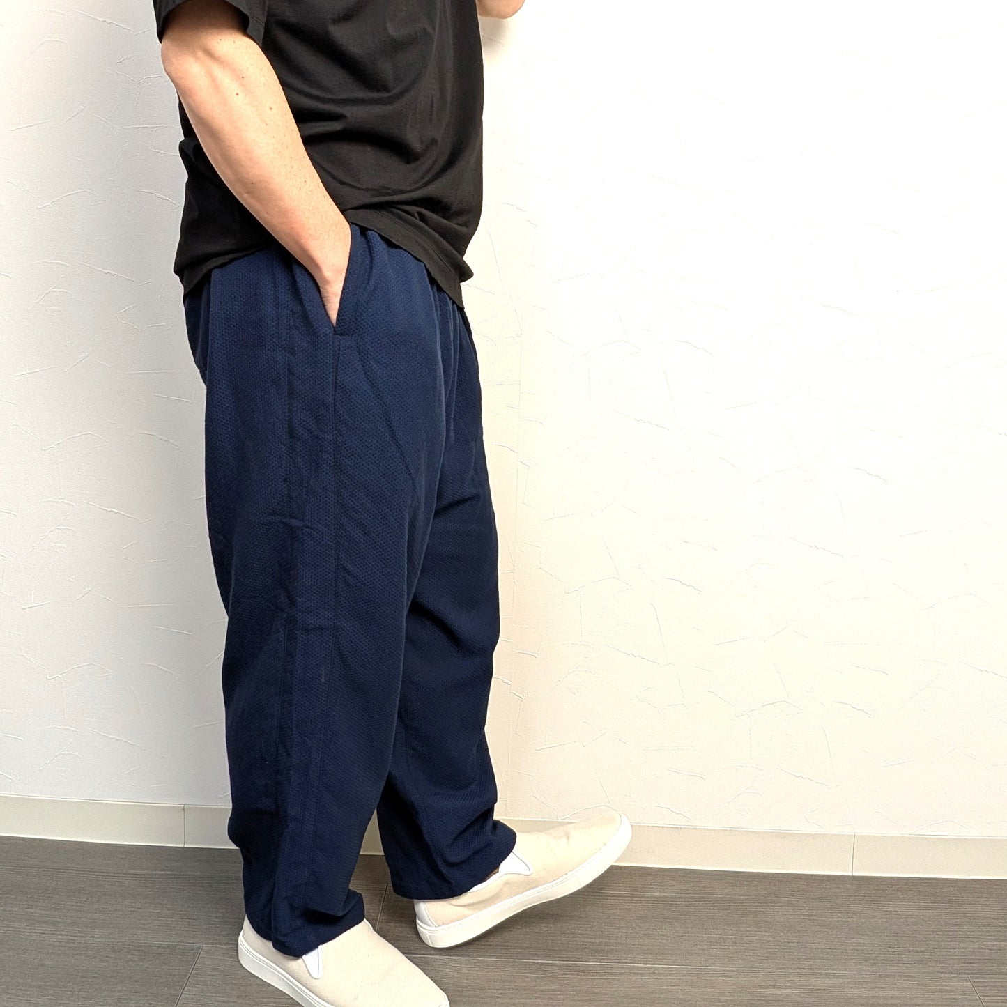 知多木綿 紺黒刺し子 「ヨハク」　機屋さんのお裾分けパンツ